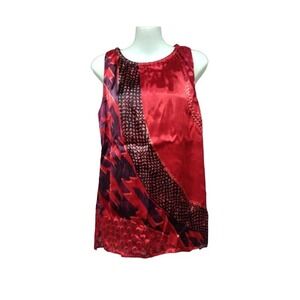 CAbi Satin‎ Sleeveless Top with Back Zipper Red and Blk, Sz S